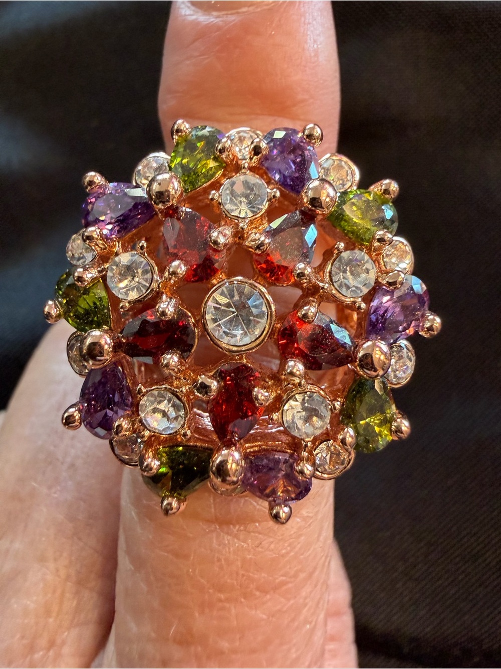 Park Lane Applause Ring Rose Gold Multicolor CZ Statement Ring Size 8